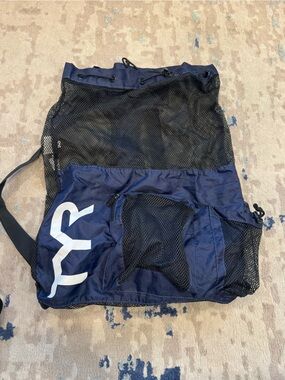 TYR Navy Mesh Gear Bag with White Logo